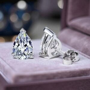 1.5 CT Moissanite Diamond Teardrop Solitaire Earrings Anniversary Birthday